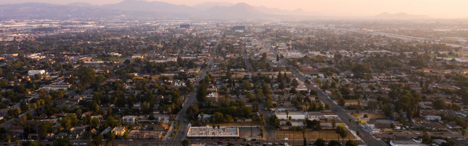 Aerial view of San Bernardino, CA, where Junk Budz offers junk removal services